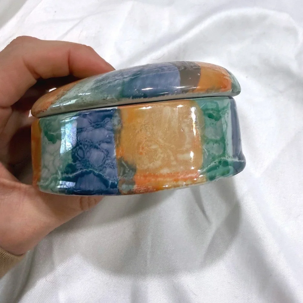 Vintage Lusterware‎ Trinket Box Heart Lidded Hand Painted Floral Moriage Japan